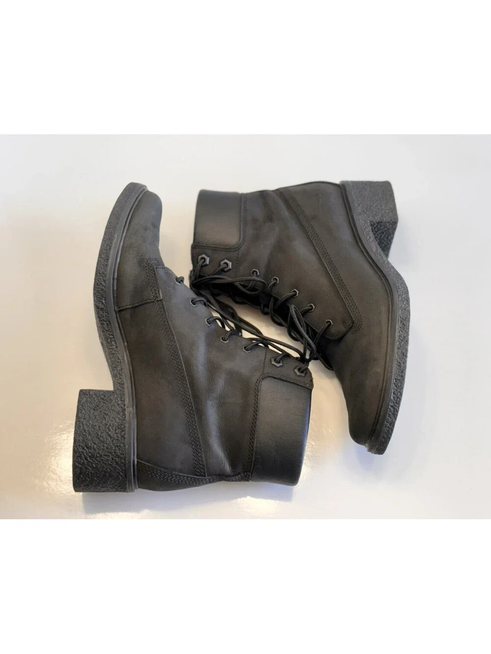 Timberland Brinda Ortholite Boots Women Black Nubuck Lace Up Heel Shoes Size 7.5